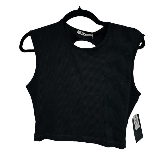 T By Alexander Wang Compact Rib Cut-Out Top Black - Picture 6 of 11
